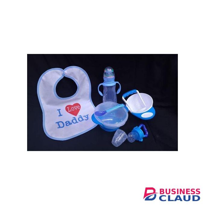 5 Set Weaning Baby Shower New Born Gift Pack: Bib, Masher,fruit Pacifier,feeding Bottle,feeding Bowl