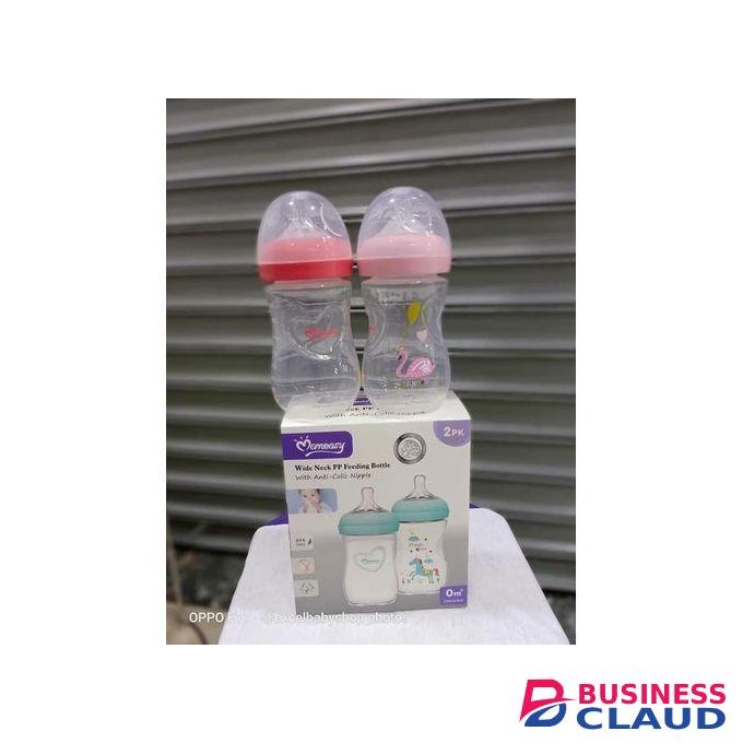 Momeasy pack of 2 330ml Wideneck Feeding Bottles - pink