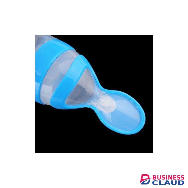Silicone Squeeze Feeding Bottle Spoon blue