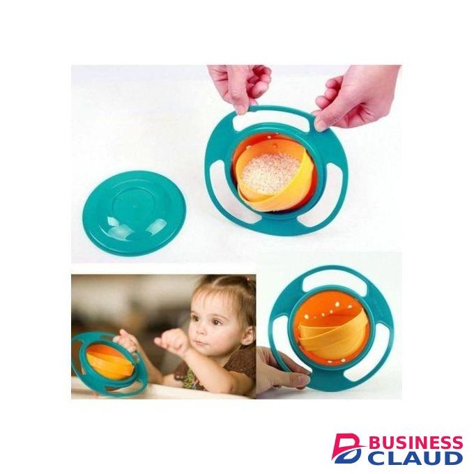 Magic Bowl 360 Degree Rotation Spill Resistant Gyroscopic Bowl with Lid Plastic Creative Dishes Practice Feeding Bowls