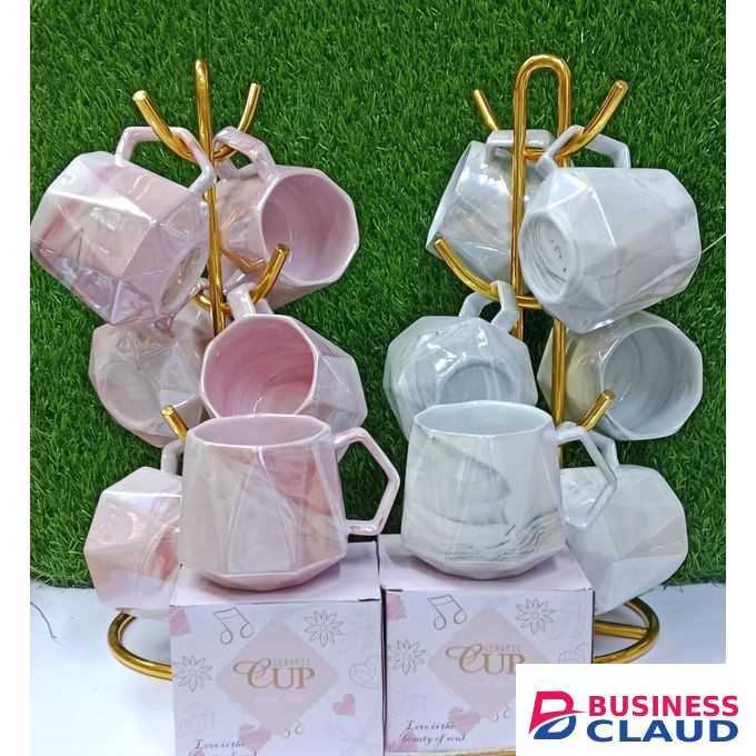Ceramic 6 pc gift cup pot