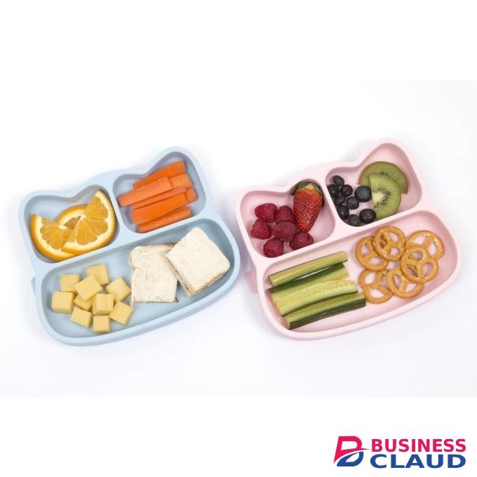 Silicone Suction Plate with Dividers for Baby Feeding