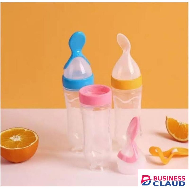 90ml Soft Silicone baby feeding bottle with spoon