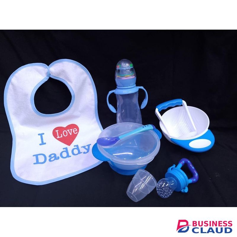 5 Pack Baby Weaning :Bib ,Feeding Bottle ,Fruit Pacifier,Masher,feeding Bowl