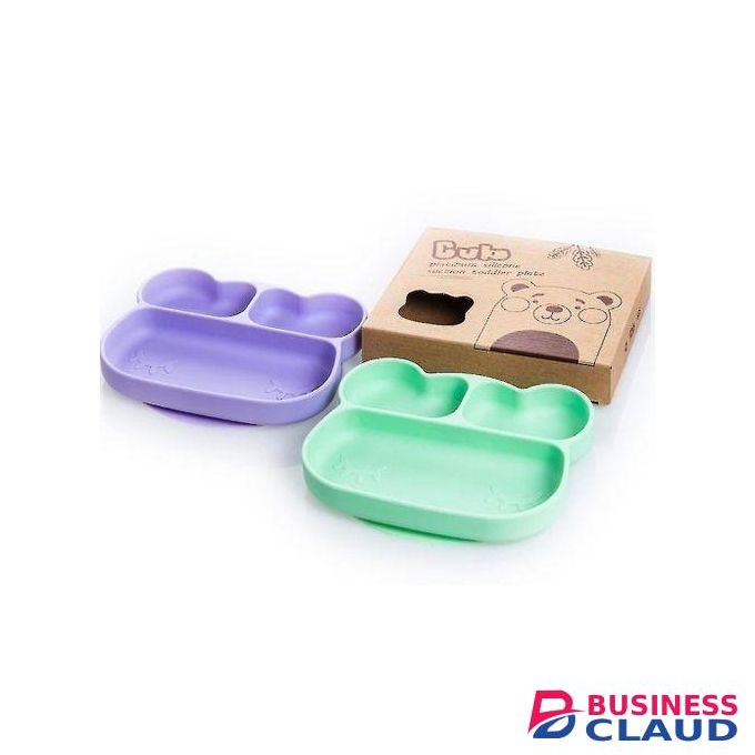 Bear Shape Baby/toddler Silicone Stickie Plate Snack Bowl With Partitions Baby Feeding Training