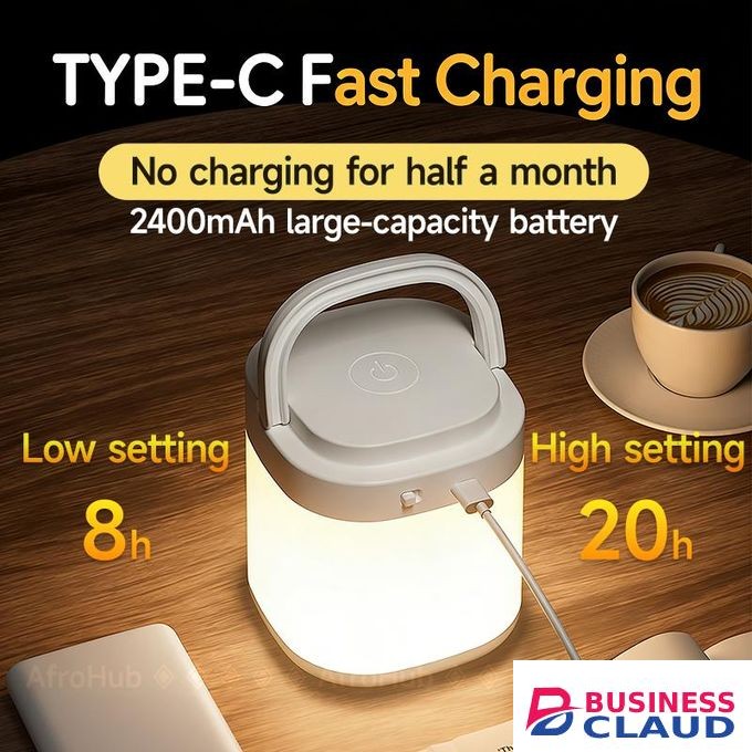 Rechargeable Digital Clock Night Light with Remote Control - 2400mAh Portable Bedside Lamp | 3 Colors Dimmable & Tap Control for Baby Feeding (Type-C)