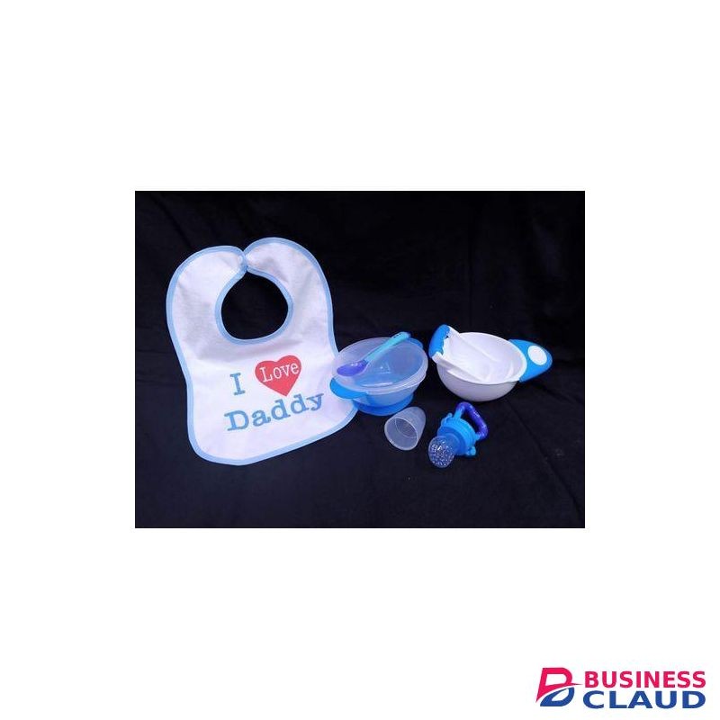 4 Pack Weaning Set Bib, Masher, Fruit Pacifier, Feeding Bowl