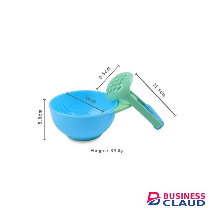 Weaning Baby Bowl And Masher Set - White/ Yellow