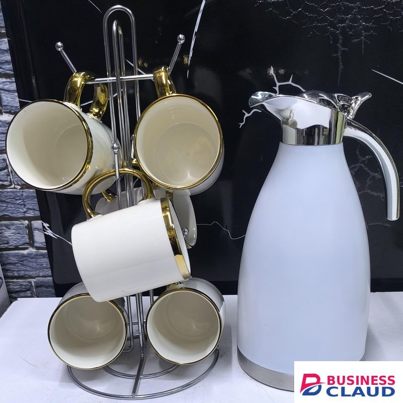 TEA SET COMBO CUPS AND FLASK WHITE