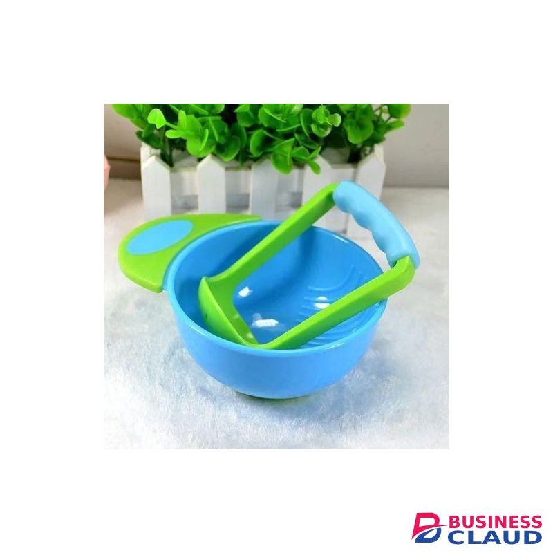 Baby food masher and bowl blue..