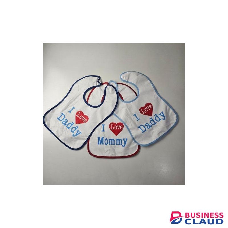 Set of 3 Long Waterproof Baby Bib – I Love Mommy / I Love Daddy