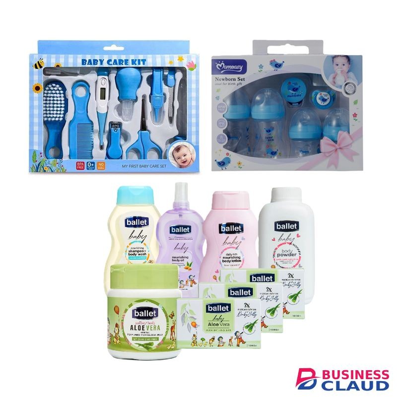 Newborn Baby Gift Sets ( 3 Sets): Grooming, Feeding & Bodycare Sets