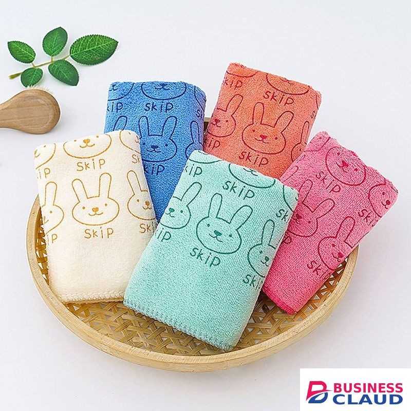Bath Towel Hand Towels Bath Sheets Towel Face Towel, Rectangle Cartoon Rabbit Print Microfiber Soft Bath Feeding Washcloth for Newborn Baby 25CMx50CM - Pack of 6