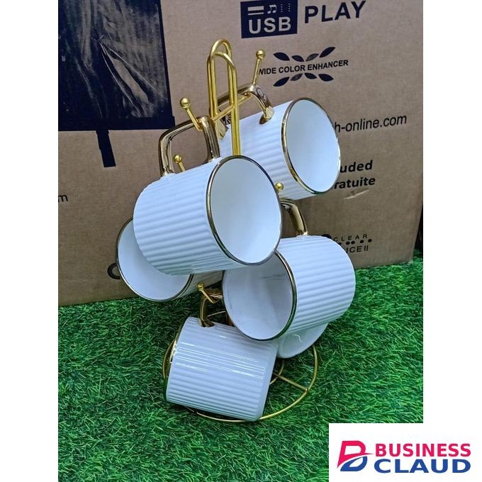 Ceramic Cups with golden line 6pc