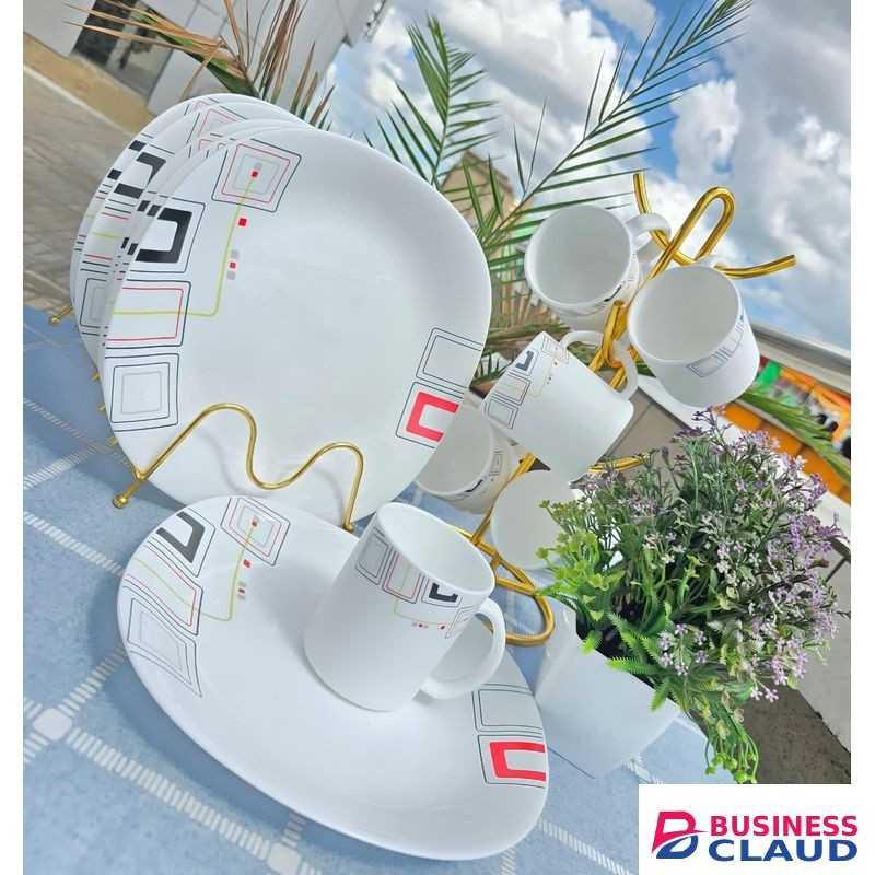 12Pcs Red Checked Dinner set