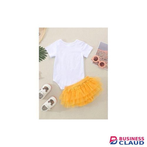 Catpapa Exclusive Perks for Loyal Customers!0-12Months Baby Girl 2pcs Flower Print Bodysuit+Mesh Skirt-Y