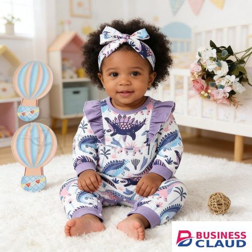 Catpapa Exclusive Perks for Loyal Customers!6-24Months Baby Girls Bodysuit With Headband Flutter Sleeve Cartoon Printing