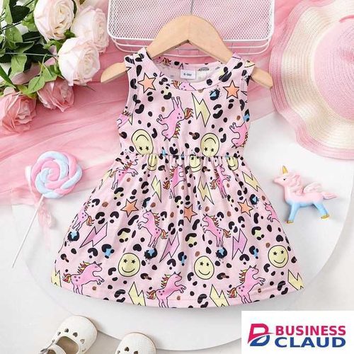 Catpapa Exclusive Perks for Loyal Customers!Sweet Summer Dress for Baby Girls 0-3Years: Sleeveless A-Line Shift Dress with Whimsical Cartoon Print