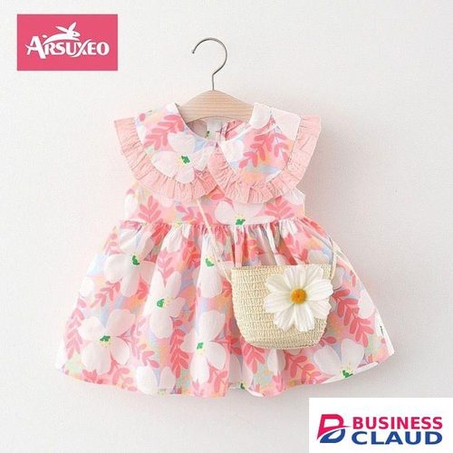 Arsuxeo 0-3Y Newborn Infant Girls Dress Cut Flower Print Princess Dress Toddler Kids Birthday Party Dress