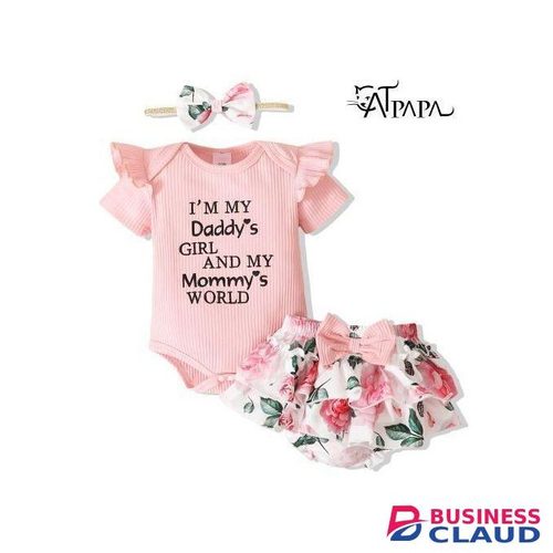Catpapa 0-18Months Baby Girl Summer Ribbed Bodysuit Floral Pants Set