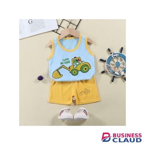2Pcs 0-3 Years Baby Boys Clothes Summer Newborn Sets Caseul Vest Shorts Trousers Pants Tshirt Round Neck Outfits Excavator