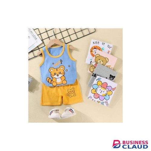 2Pcs 0-3 Years Baby Boys Clothes Summer Newborn Sets Caseul Vest Shorts Trousers Pants Tshirt Round Neck Outfits Tops Cartoon Tiger