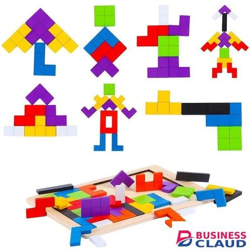 Wooden Tetris children's educational toy building block puzzle