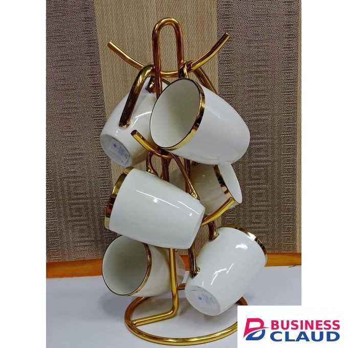 Ceramic 6pc mug ring gold