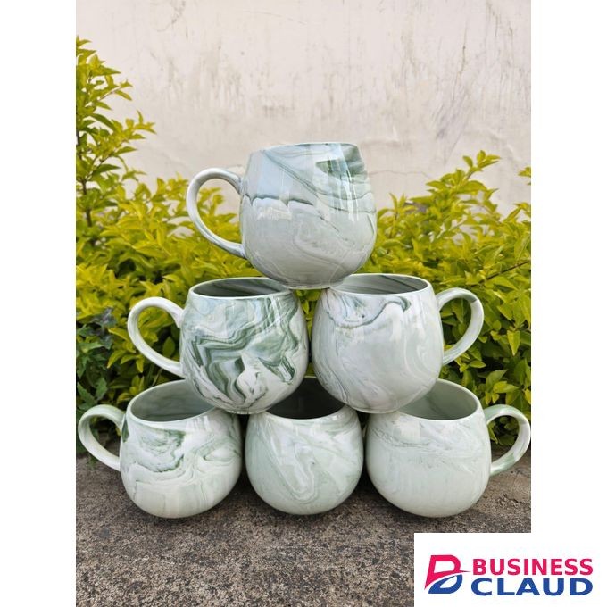 Ceramic 6 pc mug pot Green