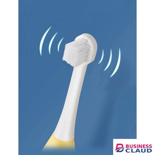 Children's dental care soft bristled electric toothbrush with sonic vibration waterproof, yellow color
