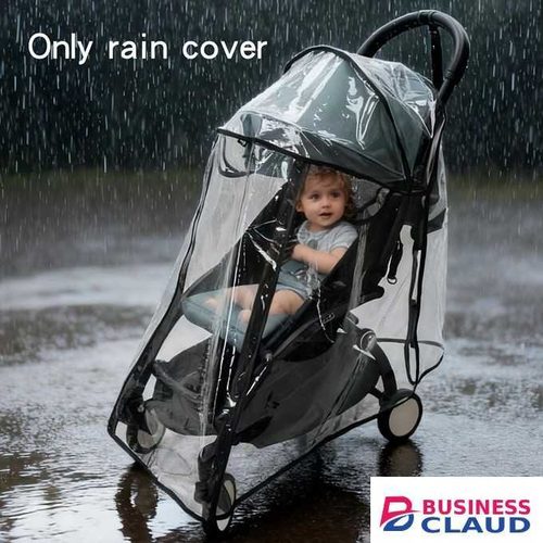 All-weather baby stroller rain cover (with zipper) - windproof, cold-resistant, and splash-proof, made of transparent EVA material, providing full coverage