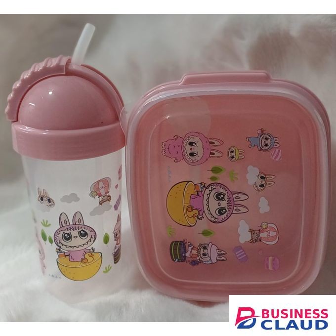 Labubu set Bottle + snack box & fork