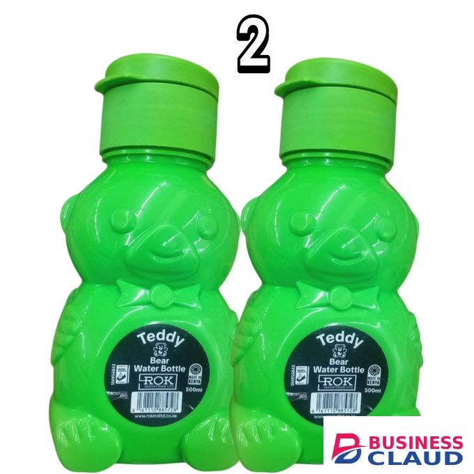 Rok 2X Teddy Bear Plastic Water Bottles 500ml each