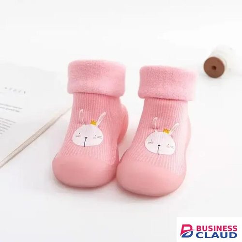 Non-Slip Baby/Toddler Sock Shoes with Soft Rubber Soles – Warm, Flexible Indoor Shoes for Infants & Toddlers (Sizes 12M to 2 Years, Pink)