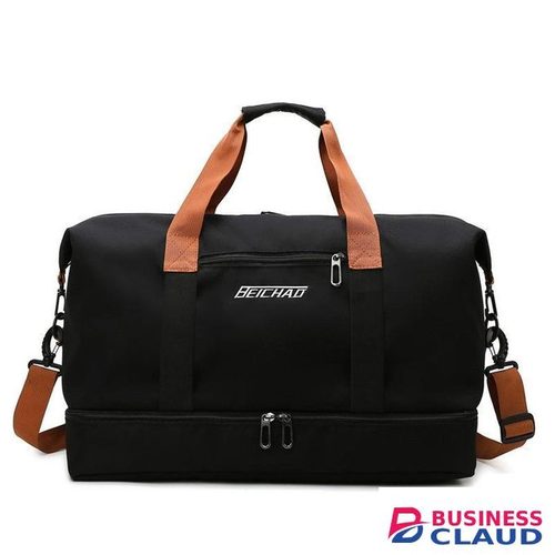 LARGE CAPACITY TRAVEL BAG/GYM WITH BOTTOM SHOE COMPARTMENT- BLACK