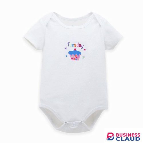 Babie's Alley 7 Pieces Set Of White Short Sleeved Body Suits One For Each Day Of The Week