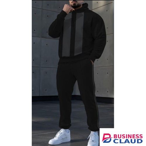 Men Casual Sports tracksuit set Spring Summer black