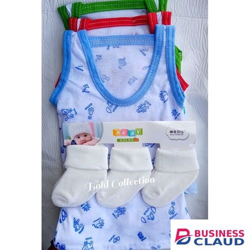 6PK Newborn 3Pair Of White Socks+3Cotton Vest
