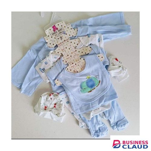 Cotton Newborn Baby Receiving Set 8pc -assorted Prints (ASORTED CARTOON DECORATION)