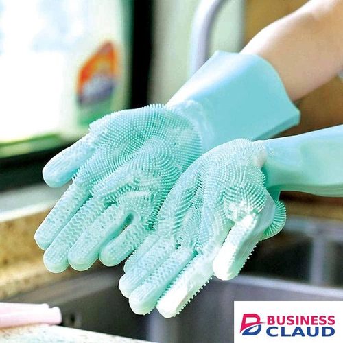 Silicone washing glove, cleaning brush for dishes,toilet,dogs,cars etc-pair