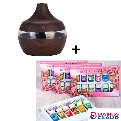 300ML USB Air Humidifier Electric Aroma Diffuser Mist Wood plus 12pcs essential oil