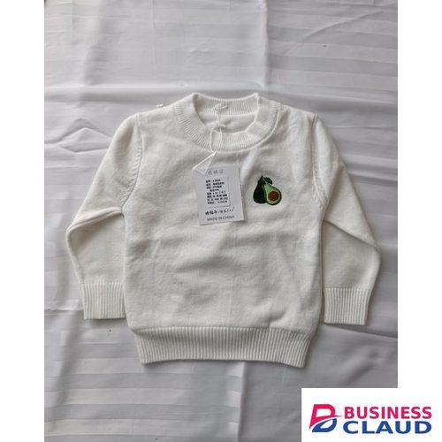Top quality unisex fleece layered round neck,white baby/kids sweater