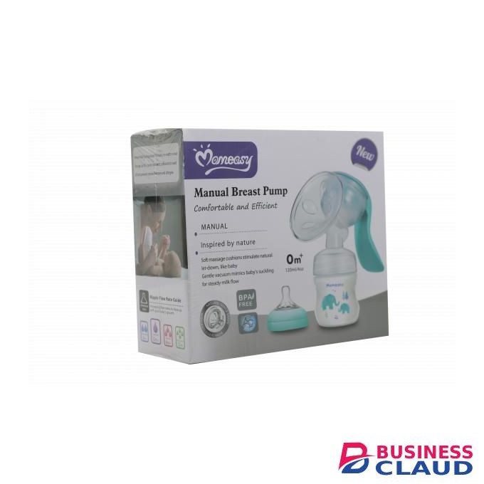 Momeasy Manual Breast Pump with Neck Bottle 45607 - Soft Massage Cushions & Gentle Vacuum Mimics Baby's Suckling