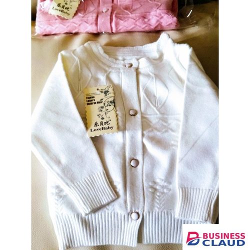 Top Quality Baby Girl Double Layered Button-Up Sweater White