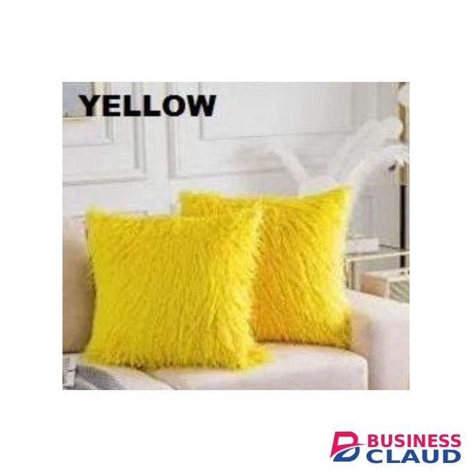 Throw Pillow + Yellow Fluffy Pillowcases 18'' X 18''