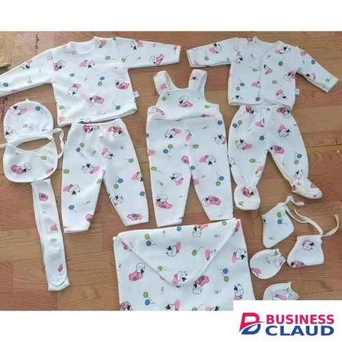 Baby 11 Piece Receiving Set white with prints- Girl theme