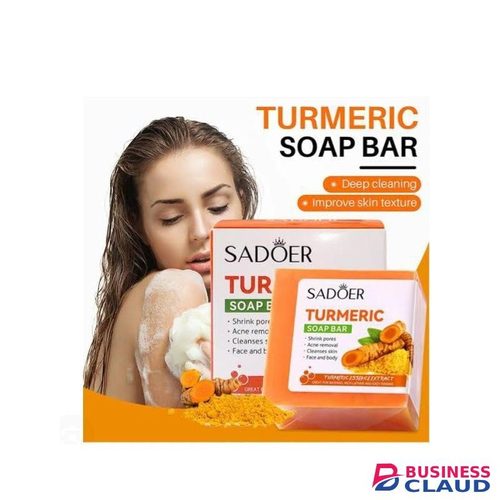 SADOER Tumeric Soap For Acne Removal, Shrink Pores, Cleanse Skin, Moisturize,Hydrate Natural Tumeric Soap