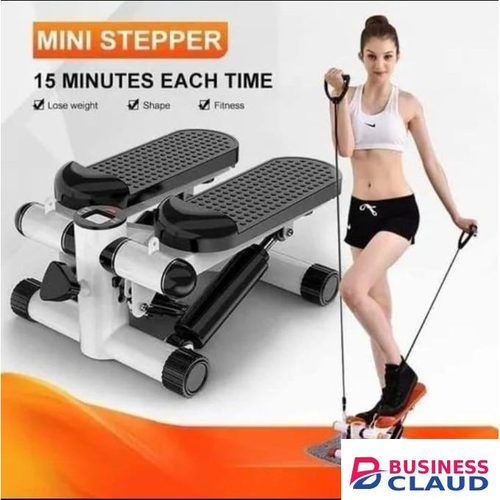 Mini Stepper With Resistance Bands Compact Home Workout Machine Fitness Step Exerciser Adjustable Resistance Quiet Hydraulic System For Cardio And Toning