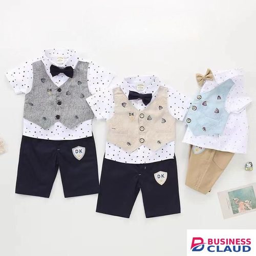 Stylish Baby Boy Suit Set with Bow Tie – Newborn to 12 Months => 3 Colours