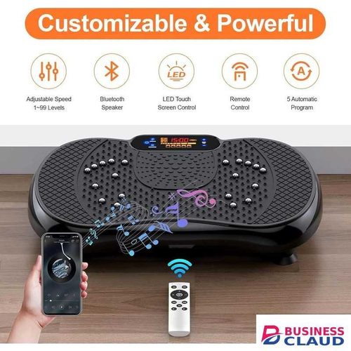 Upgraded Vibration Plate Exercise Machine for Weight Loss & Body Shaping – Whole Body Fat Burning Platform - Home Gym Motion Board with Resistance Bands, Bluetooth Speaker & Remote Control